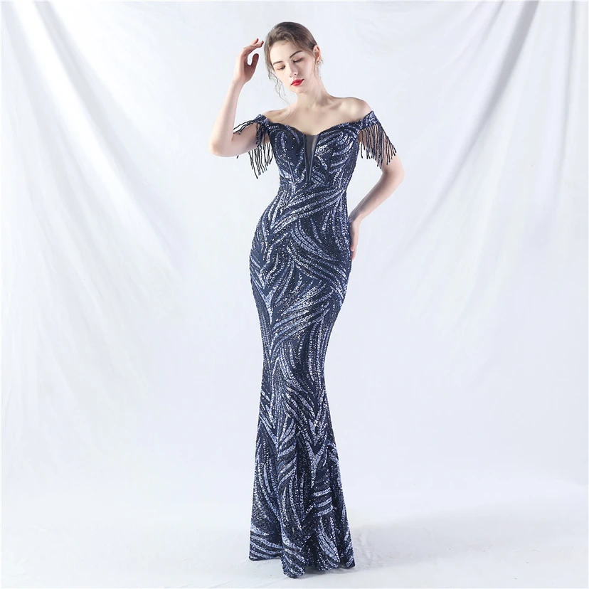 Palace Herringbone Waist Strap Heavy-Crafted Beaded High-End Evening Dress view 22