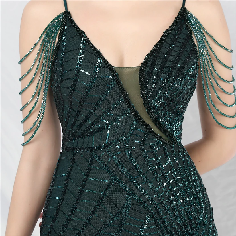 Robe de soirée ultra-résistante à rayures perlées et sequins view 67
