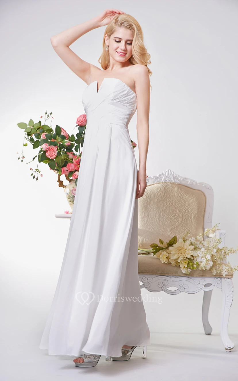 Strapless A-line Long Chiffon Dress With Ruching view 2