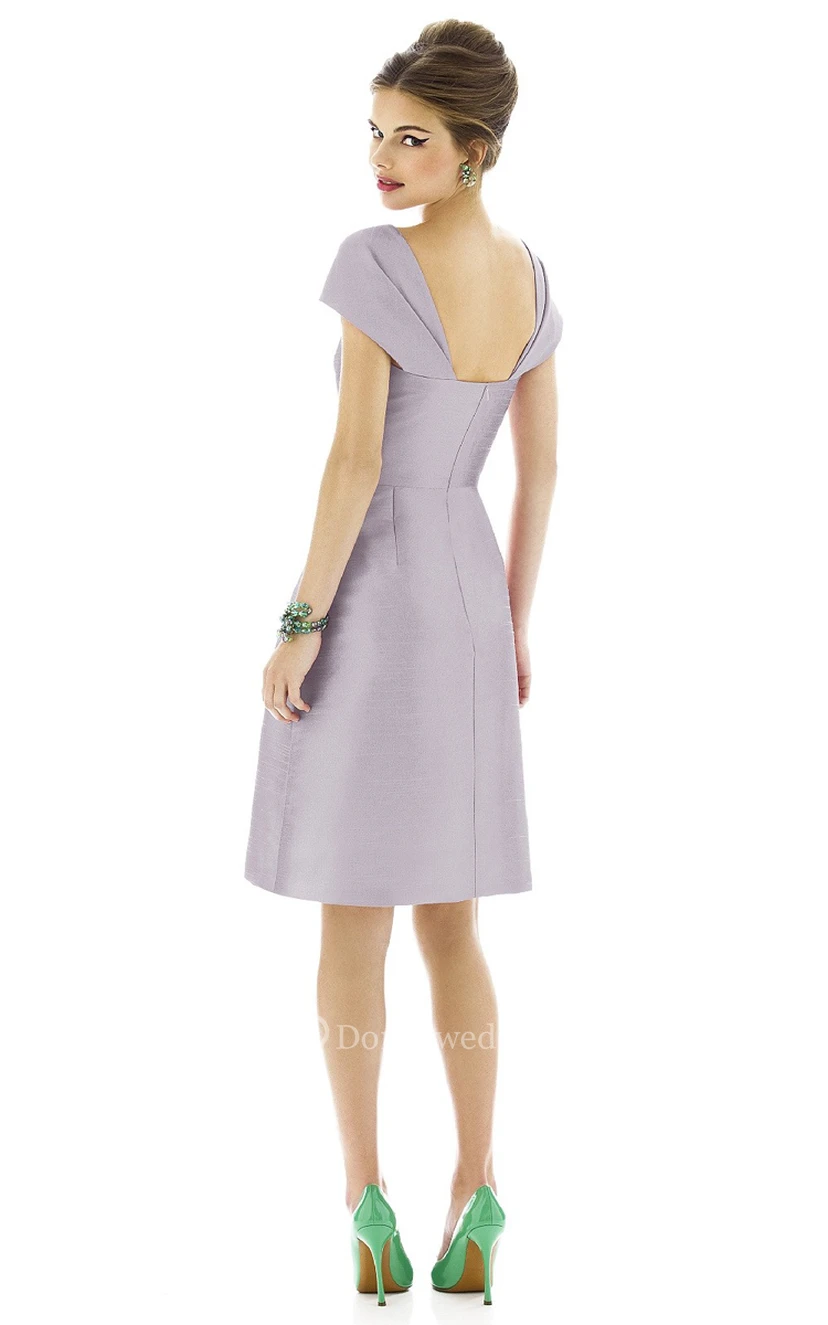 A-Line Chic Satin Short Dress With Short Sleeves view 4
