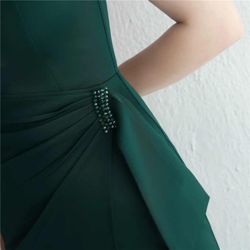 Satin-Kleid mit Perlenbesatz, langem Schlitz, schmal geschnitten, Meerjungfrauenschnitt, für Promi-Dinner, Hochzeiten, Autoausstellungen, Modellbau view 40