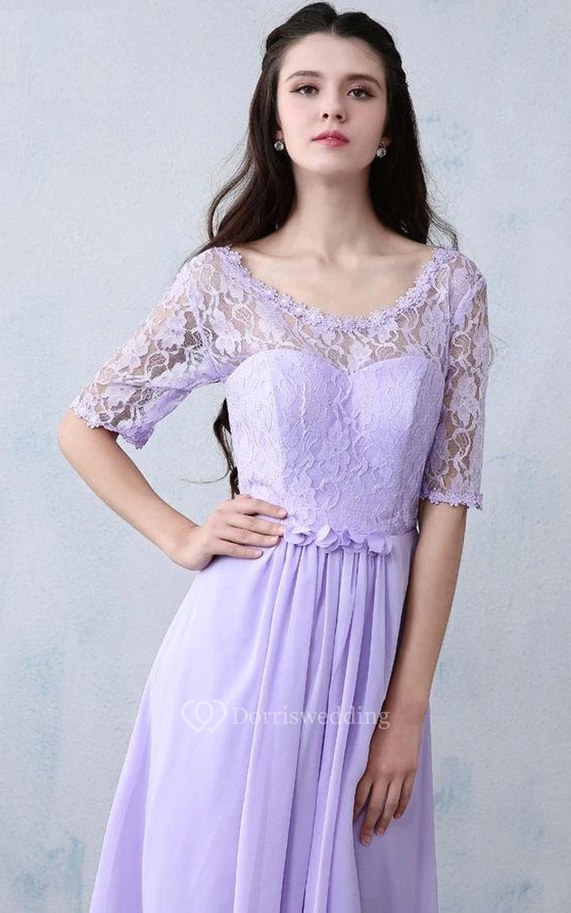 Purple Lace Bridesmaid Long Prom Evening Evening Gown Wedding Dress view 2