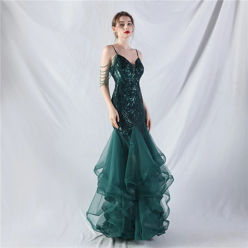 Handgefertigte Perlen, festes Netz, Positionierungsblumenperlen, Spleißnetz, heißes Tanz-Feier-Performance-Kleid view 74
