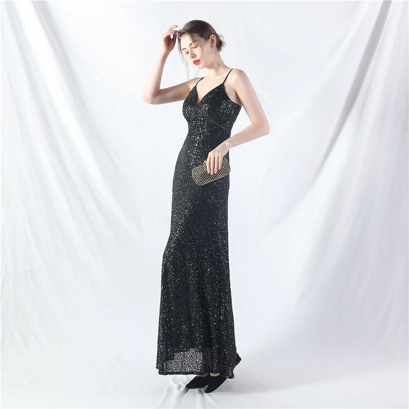 Robe longue trapèze évasée à paillettes, modèle phare du quotidien view 32