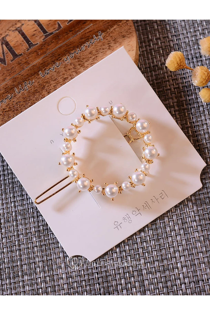 Preciosa pinza para el cabello romántica con forma de círculo, rectángulo, estrella, corazón o corona. view 5