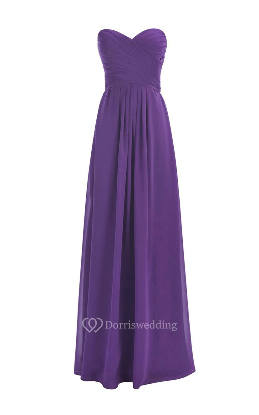 Sweetheart Criss-cross Chiffon A-line Dress With Lace-up Back view 37
