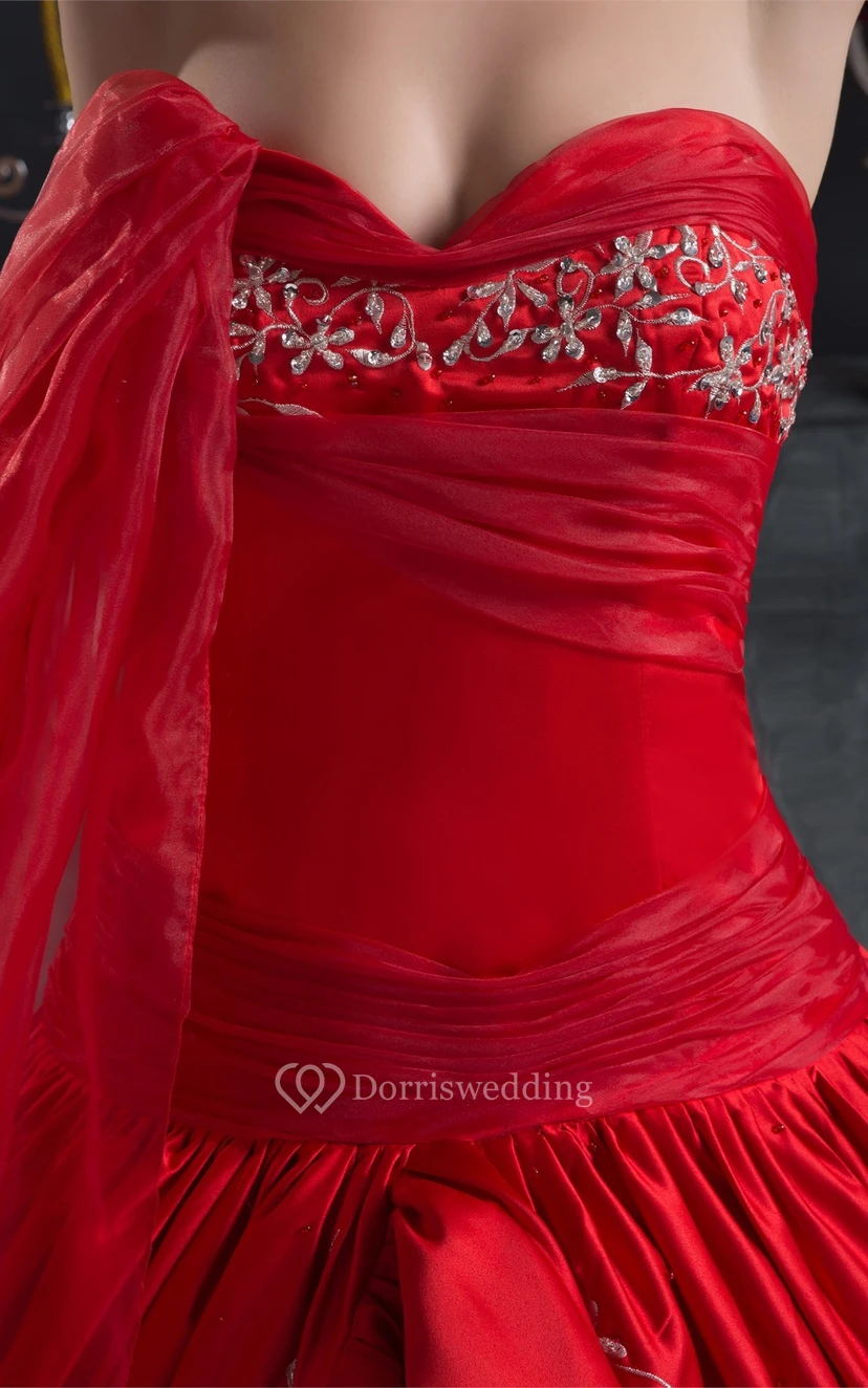 Flamboyant Ruched Sweetheart Draping and Ball-Gown With Embroideries view 3