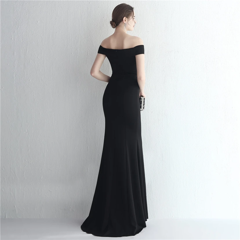 Vestido largo de satén ajustado de un solo hombro para cenas de celebridades, con falda de cola de pez ajustada, vestido de exhibición para modelos de autos de boda view 41