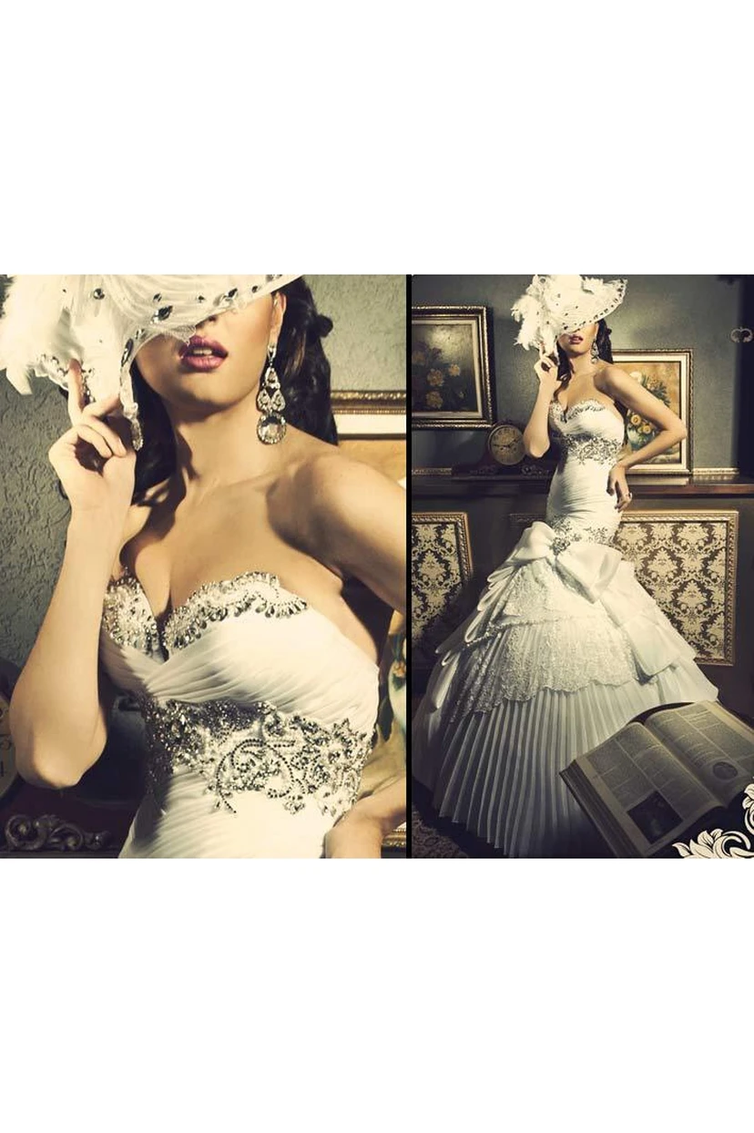 New Fashion Lace Beaded Mermaid Wedding Dresses Lace Bling Bling Wedding Gowns view 2
