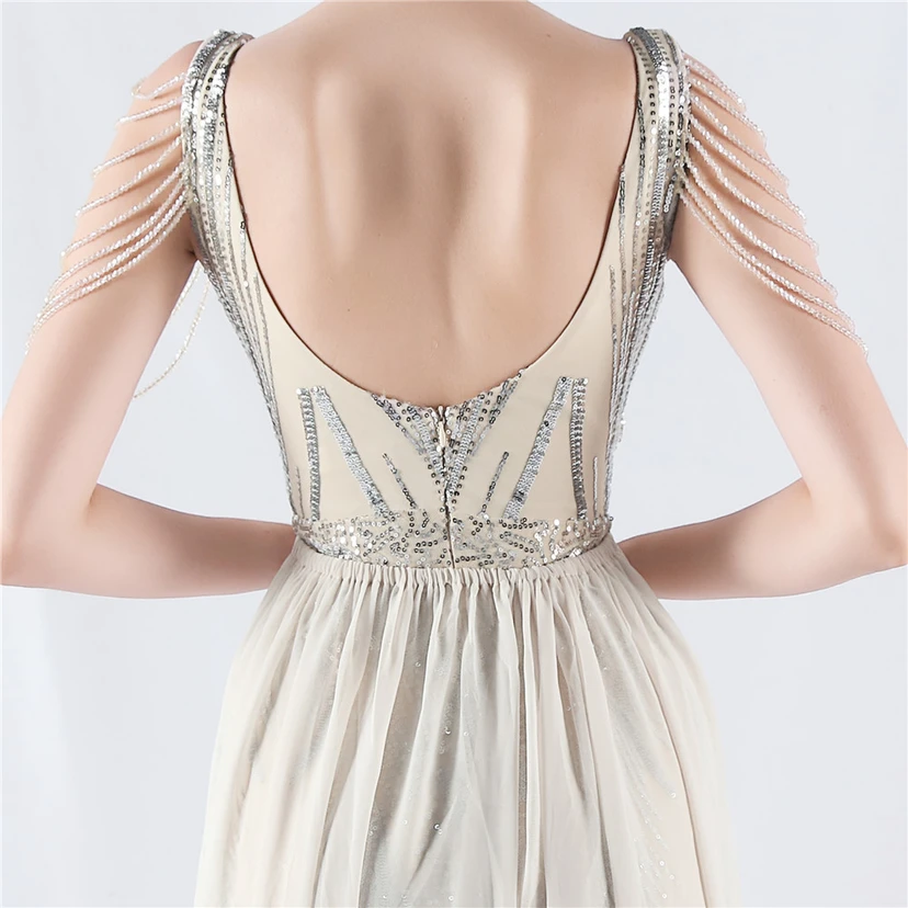 Paillettenbesetzte Blumen mit Cape-Stickerei, hochwertiges Abendkleid, ideal für die Ausrichtung der Jahrestagung view 57
