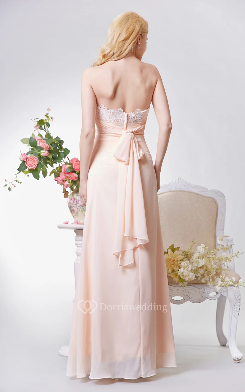 Backless A-line Long Chiffon Dress With Flower view 3
