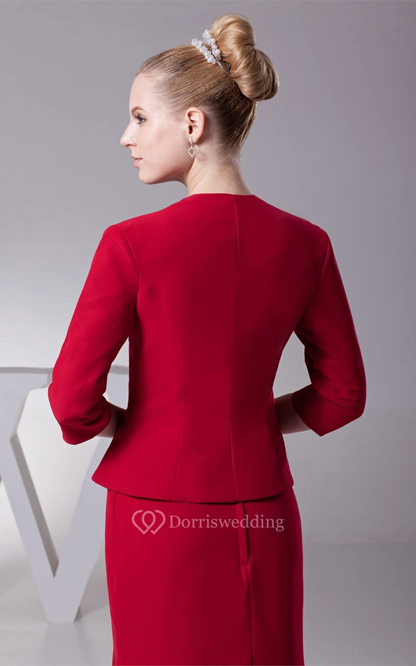 Klassisches Maxi-Etui-Jacket und Kleid mit Brosche view 6