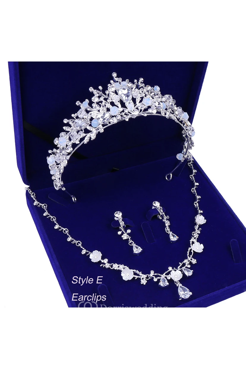Bridal Accessory-Crown Necklace Earrings/Earclips Set view 10