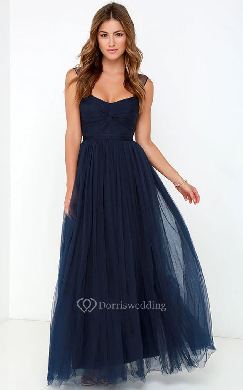 Ärmelloses, langes, elegantes Tüllkleid in A-Linie