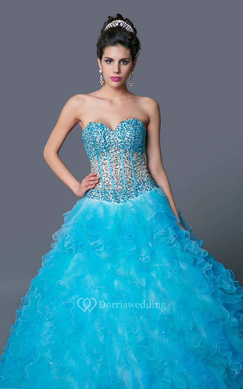 Dramatic Basque Bodice Floor Length Gown view 2