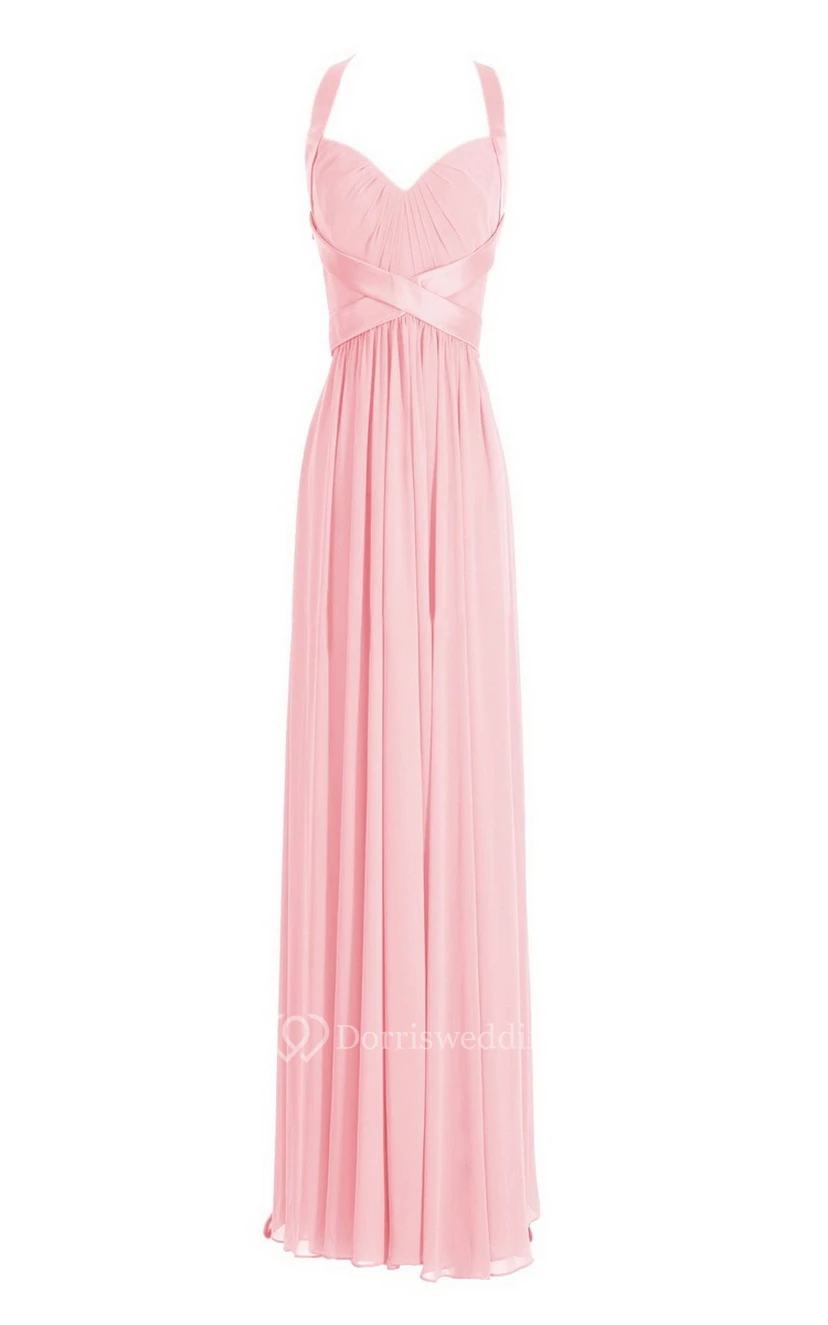 Sleeveless Empire Long Chiffon Crisscross Dress view 13