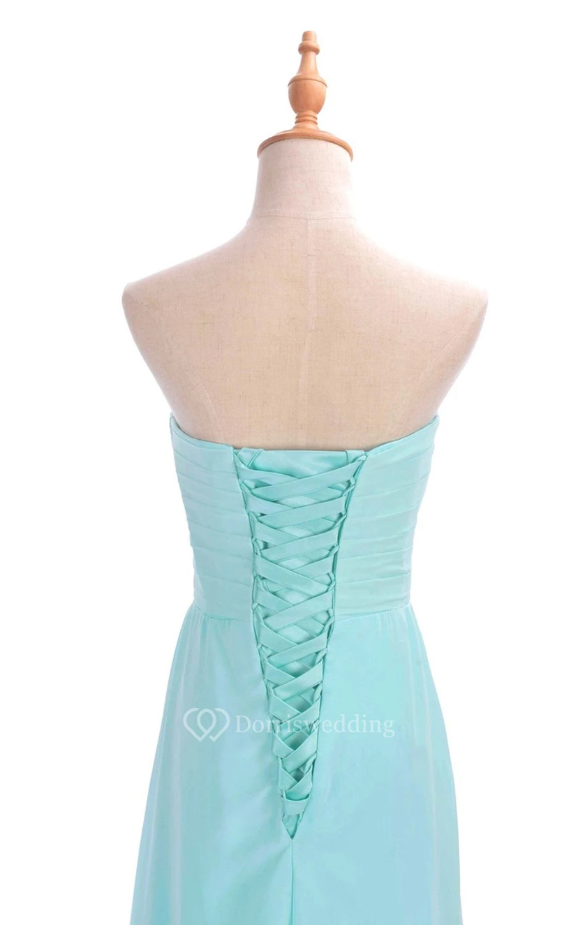 Sweetheart Criss-cross Chiffon A-line Dress With Lace-up Back view 52