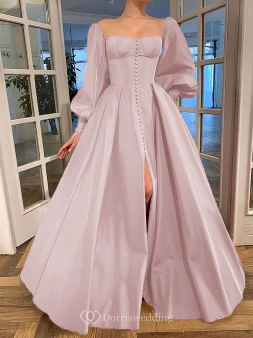 Elegantes Kleid im Vintage-Stil mit langen Puffärmeln, Empire-Stil und Schlitz vorne view 35