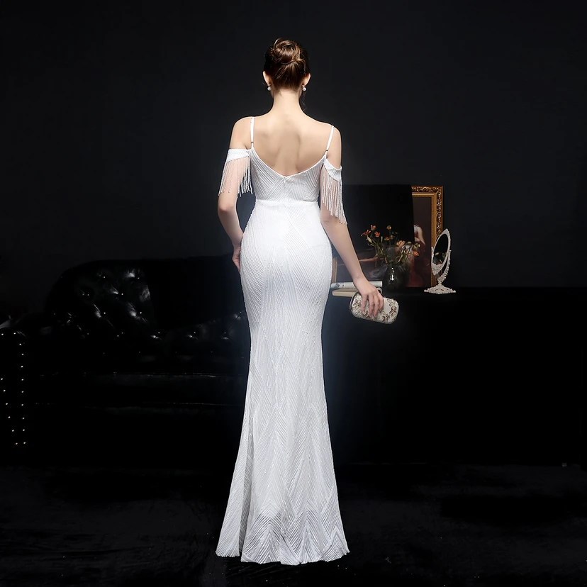 Sequined Fishtail Long Dress Performance Internet Celebrity Event Banquet Car Model Etiquette Evening Dress view 6