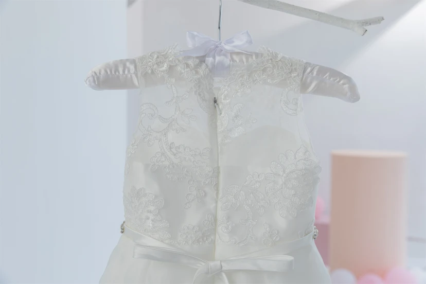 Adorable Short A-line Lace Beaded First Communion Flowergirl Dress view 5