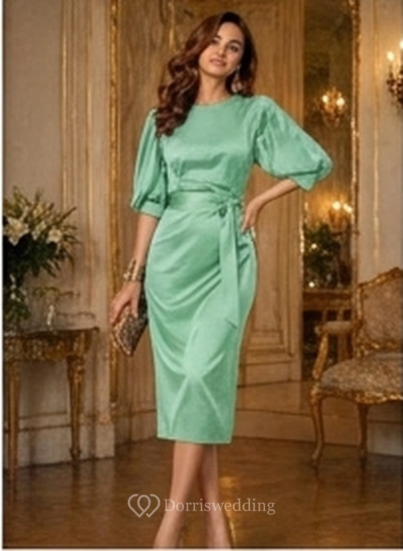 Navy Blue Formal Retro Knee-Length Pencil Wedding Guest Dress view 14