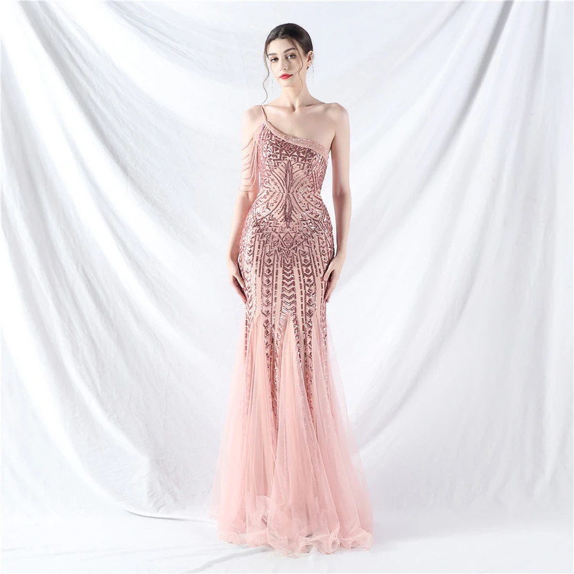 Robe de soirée haut de gamme ornée de perles de positionnement, de fleurs et de broderies en tulle. view 82