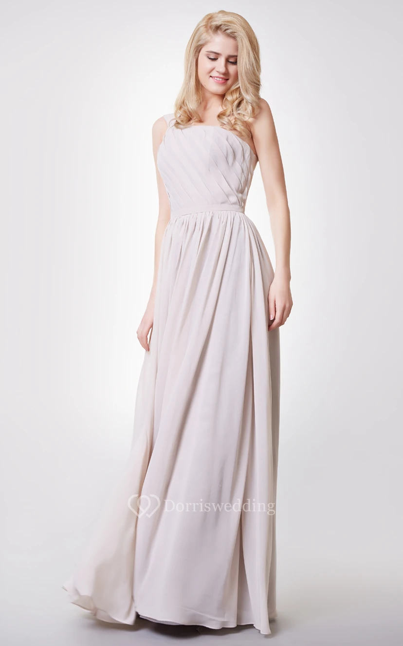 Graceful One-shoulder A-line Chiffon Floor Length Dress view 2