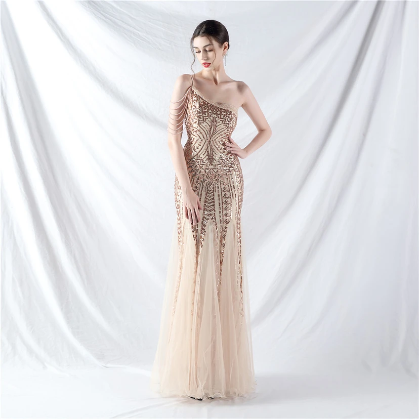 Robe de soirée haut de gamme ornée de perles de positionnement, de fleurs et de broderies en tulle. view 12