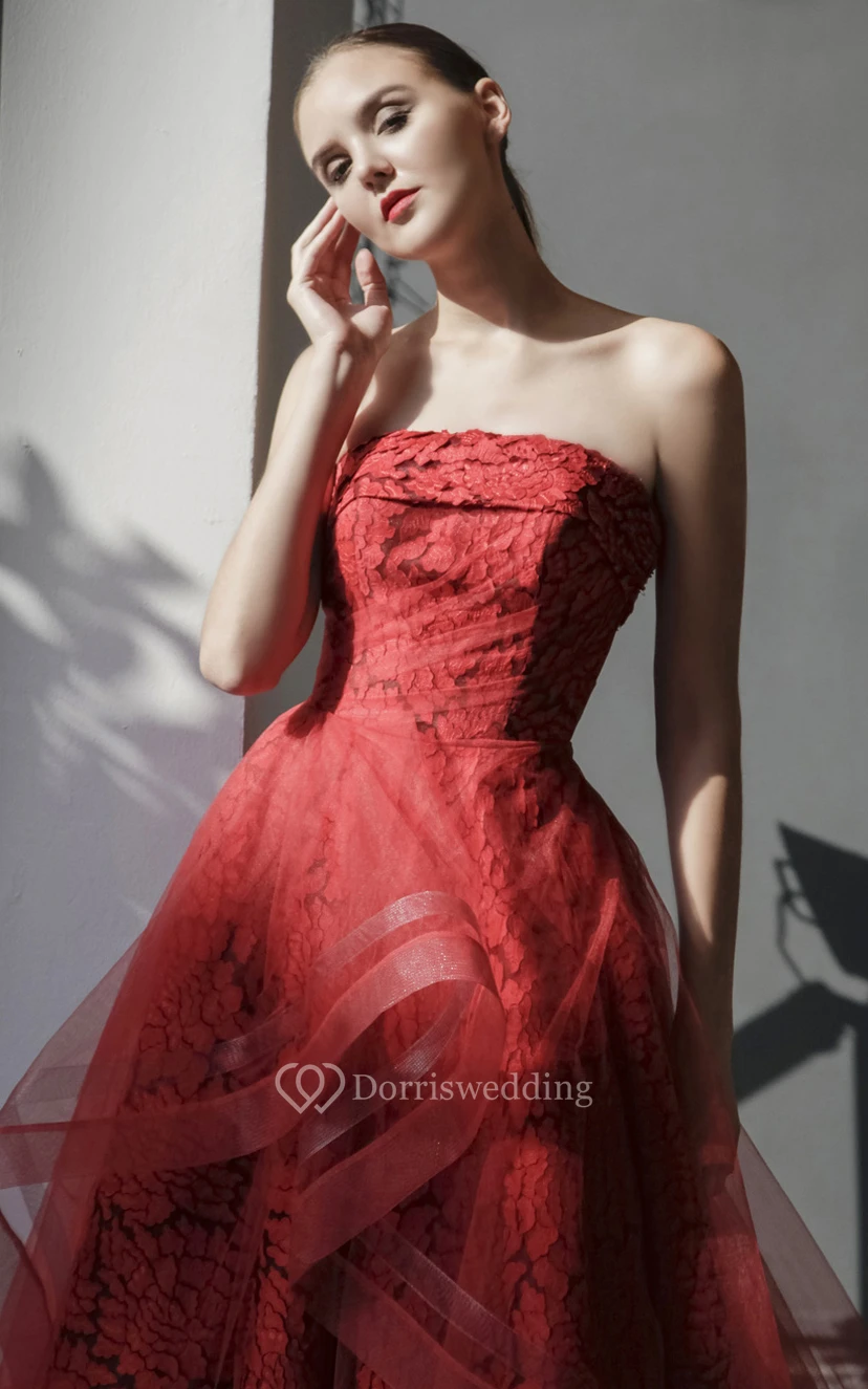 Lässiges, bodenlanges, ärmelloses Tüll-Ballkleid mit Raffungen view 2