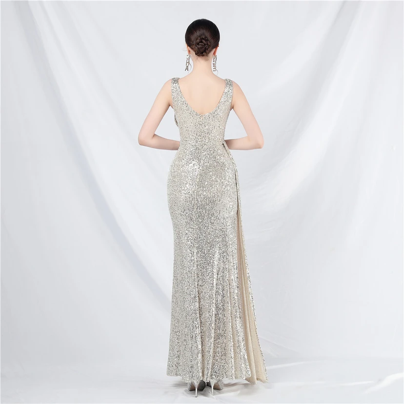 Cross-Border Dress Sequined Ribbon Long Evening Dress view 24