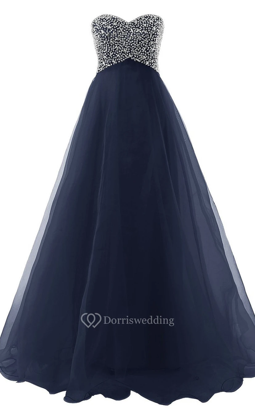 Sweetheart Bust-embellishmented A-line Gown With Lace-up Back view 5