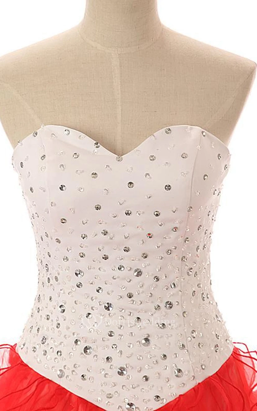 Ball Gown Long Sweetheart Beading Lace-Up Back Lace Sequins Organza Satin Dress view 4