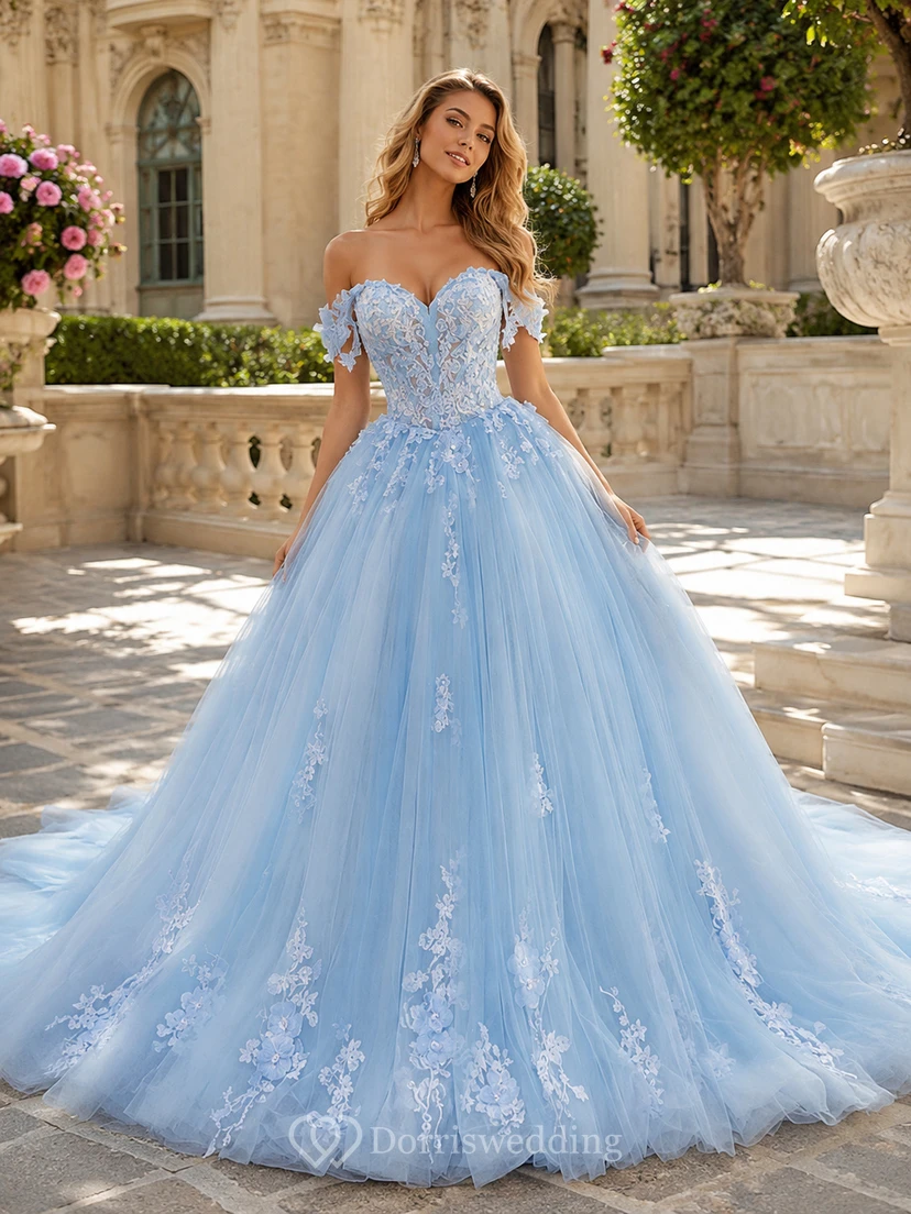 Sweetheart Ball Gown Tulle A-line Applique Exquisite Prom Dress