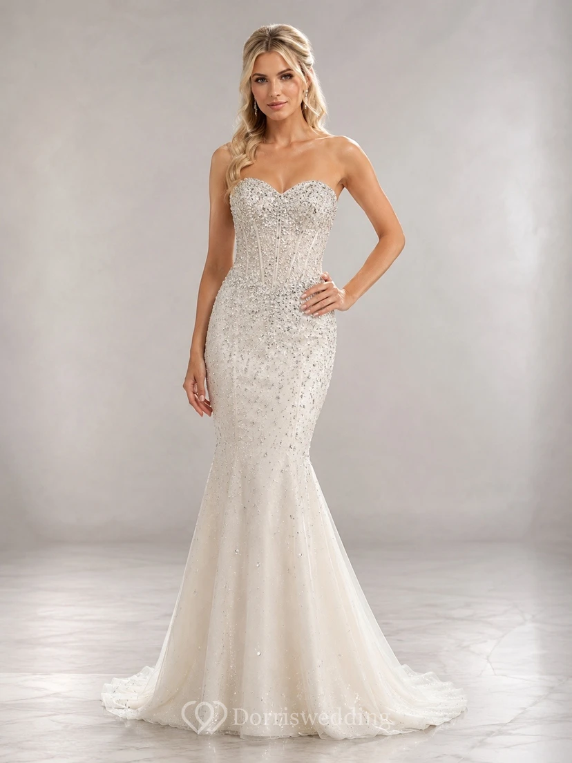Mermaid a Elegant Bridal Formal Ceremony Wedding Dress