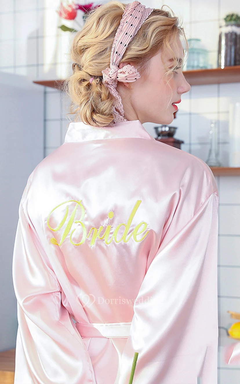 Long Sleeved Embroidery Bride and Bridesmaid Robe view 4