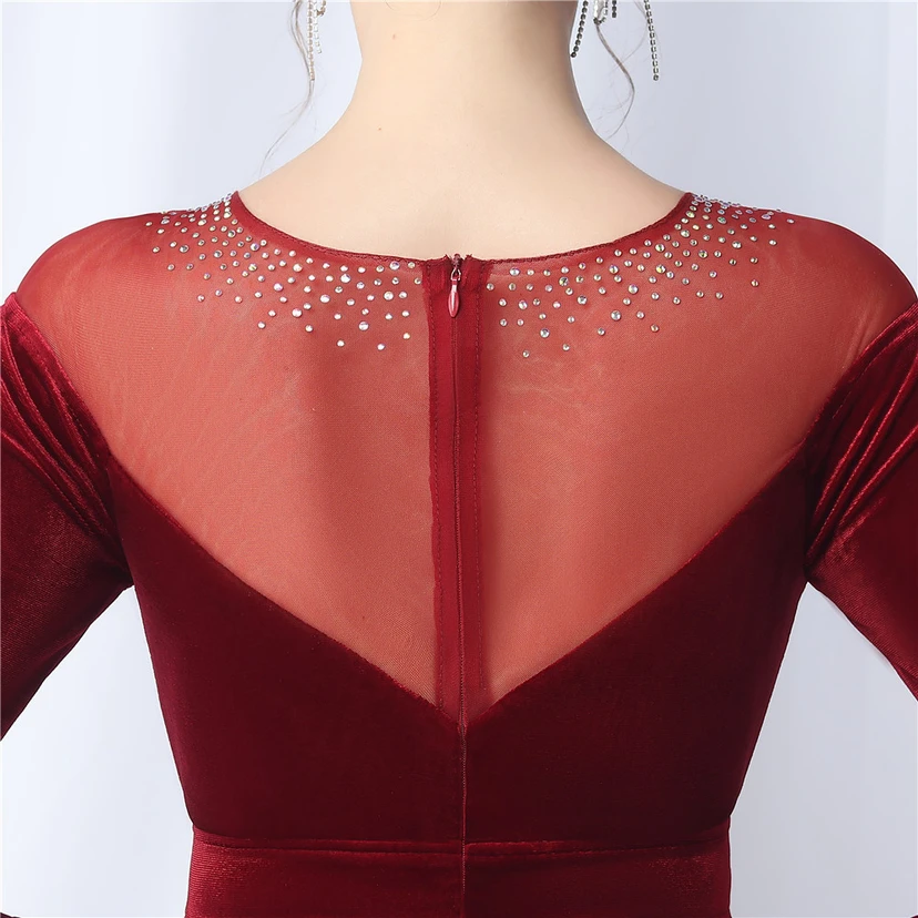 Long-Sleeved Fishtail Evening Dress High-End Atmosphere Elegant Banquet Temperament Velvet Aura Queen view 7