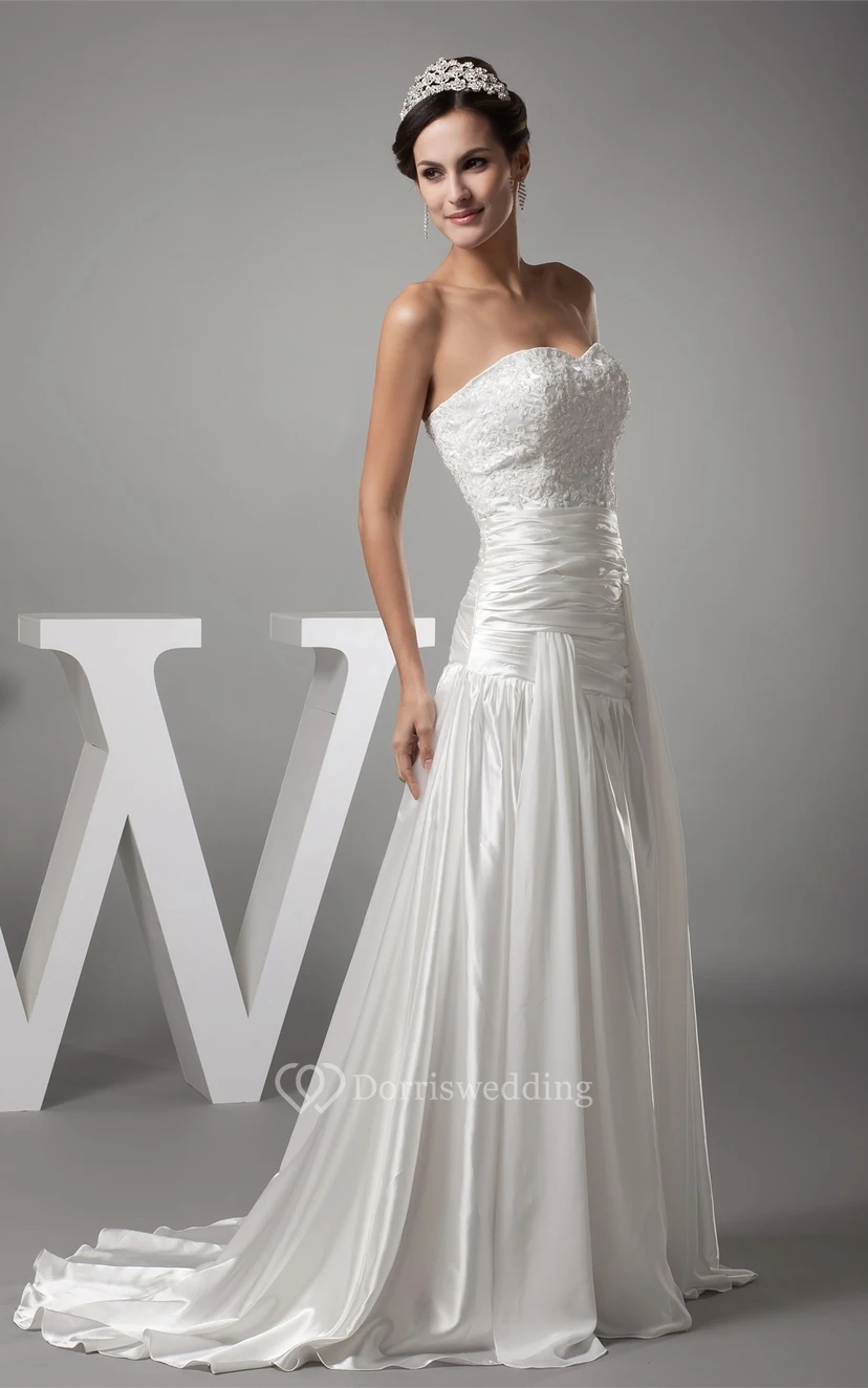 Sweetheart Sheath Ruched Appliques and Dress With Pleats view 4