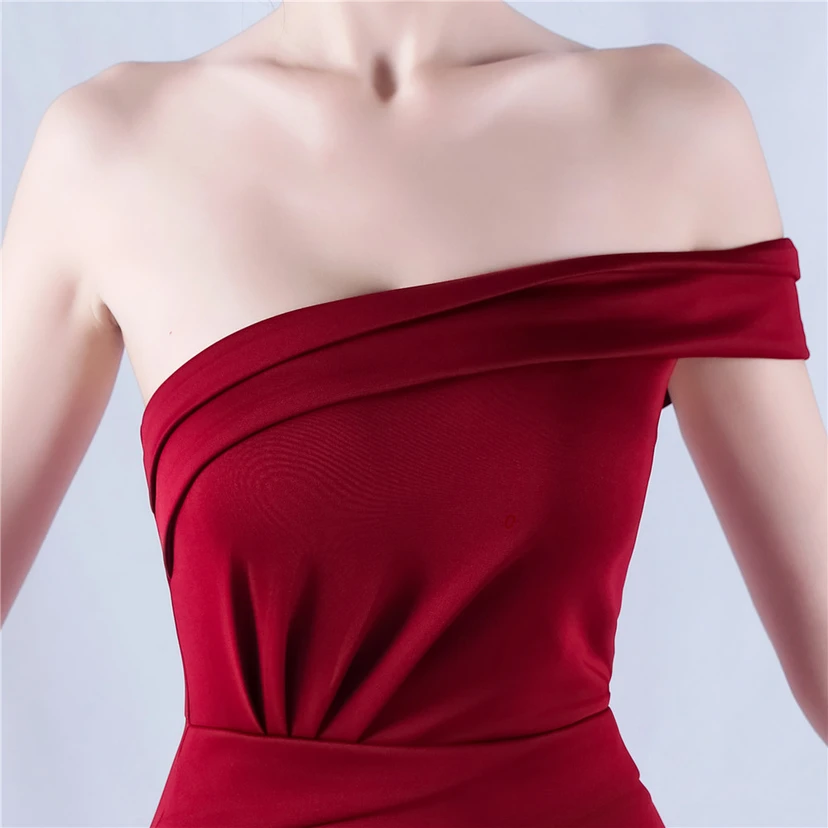 Satin-Abendkleid mit einer Schulter für festliche Anlässe und Bankette view 17