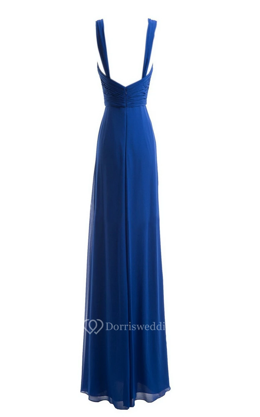 Sleeveless Empire Chiffon Dress With Criss-cross Ruching view 12