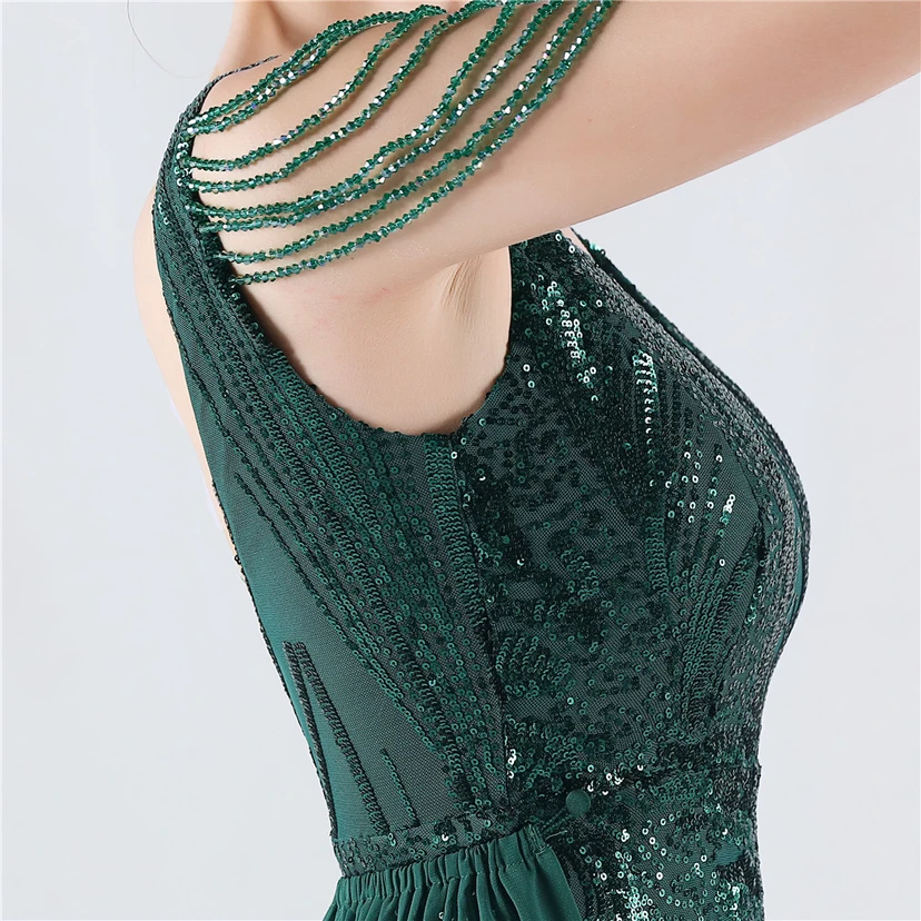 Paillettenbesetzte Blumen mit Cape-Stickerei, hochwertiges Abendkleid, ideal für die Ausrichtung der Jahrestagung view 70