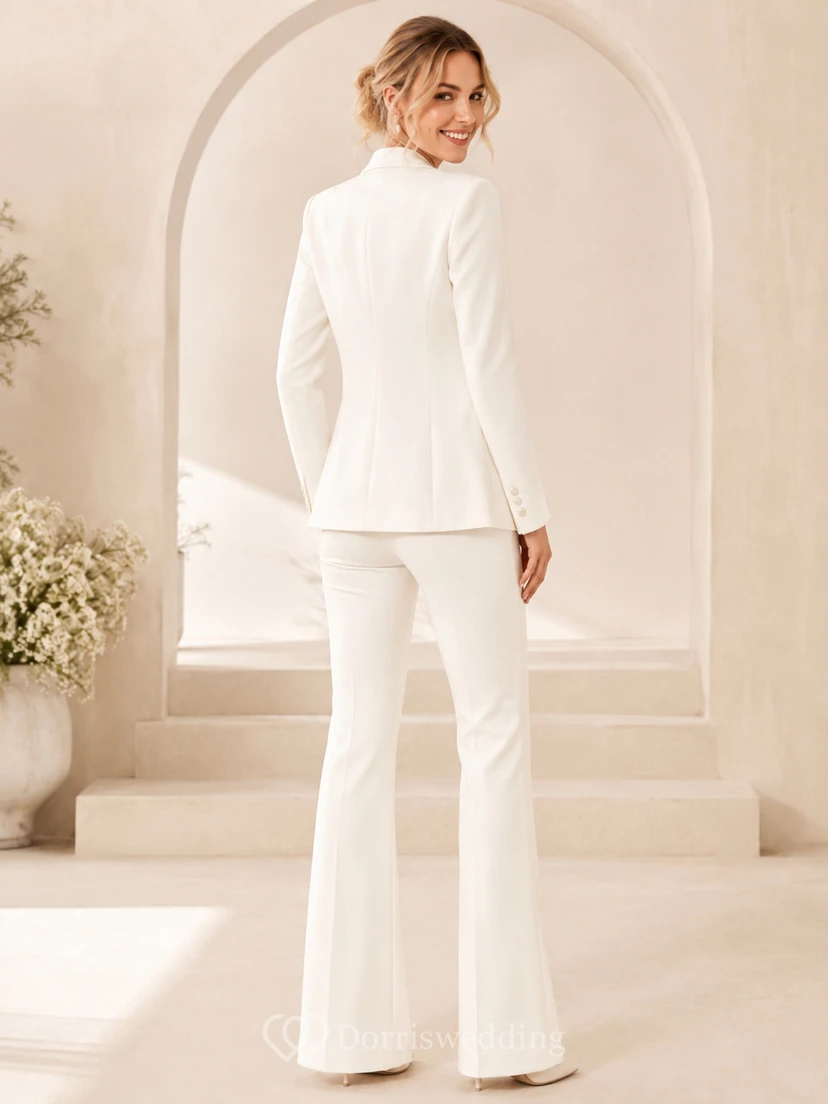 Luxuriöser dreiteiliger Hosenanzug mit Weste, Blazer und weitem Bein, perfekt für standesamtliche Hochzeiten view 2