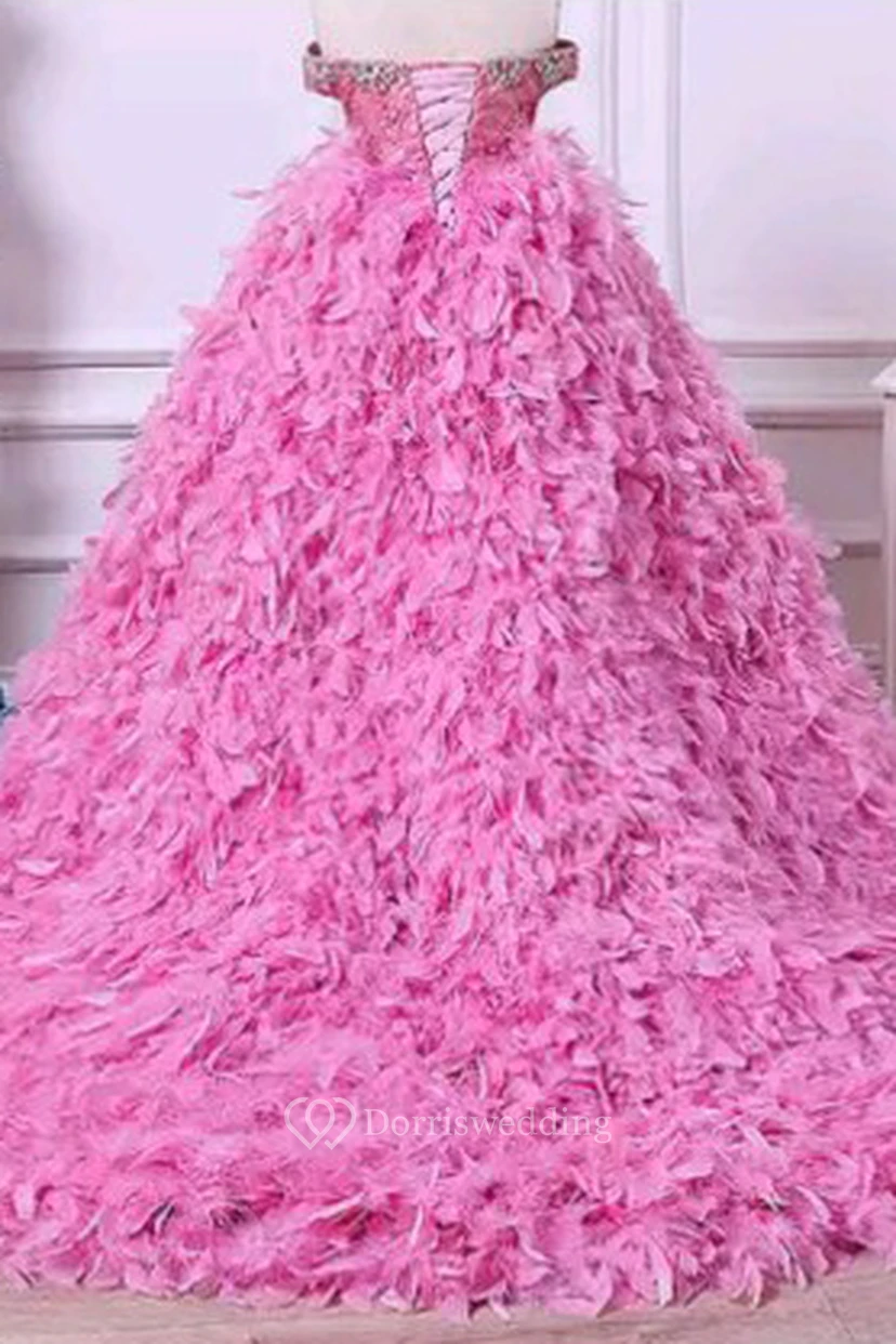 Robe de bal asymétrique à lacets et perles pour demoiselle d'honneur view 2