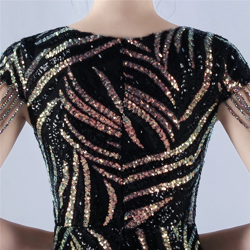 A-Line Big Swing Dress Skirt Encrypted Sequined Craft Beaded Evening Dress view 7