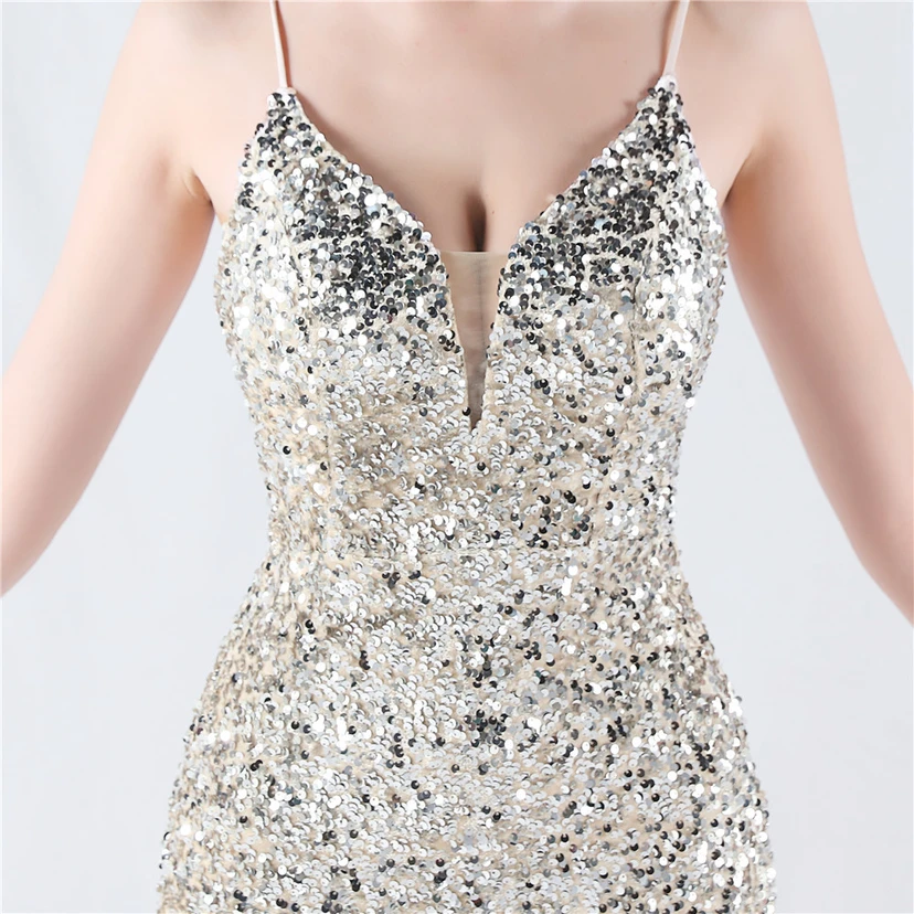 Samtiger, farbverlaufender, perlenbesetzter, sexy Strumpfhalter-Abendkleid view 43