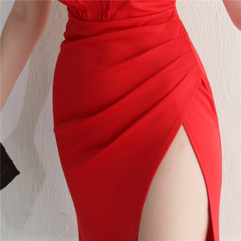 Cross-Border Supply schulterfreies, einseitig schulterfreies Kleid mit Schlitz für Nachtclub, Hochzeit oder Abendessen view 9