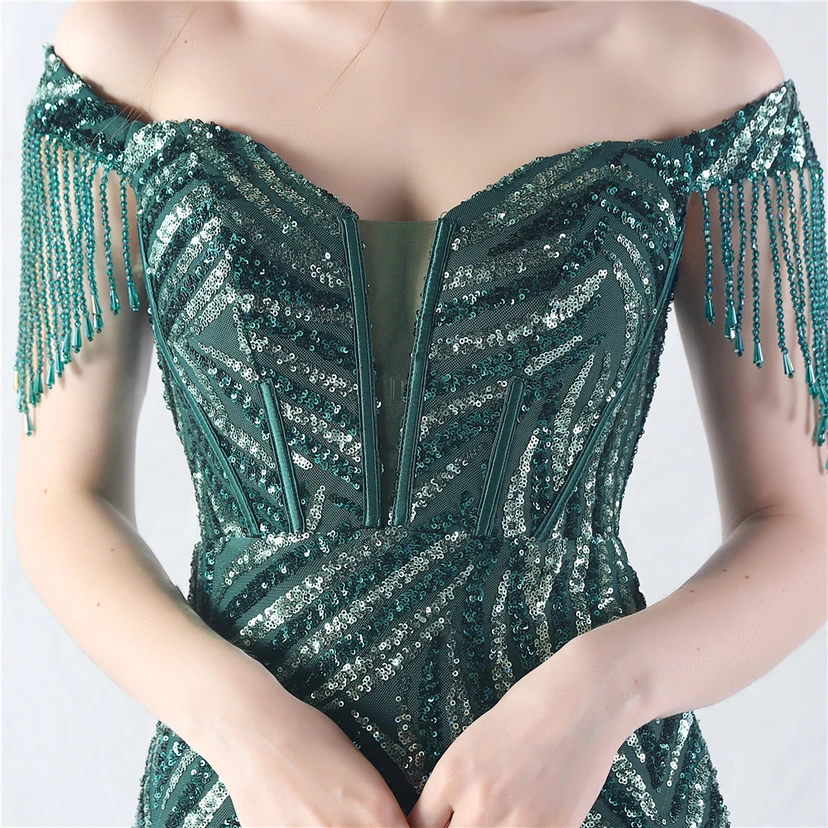 Palace Herringbone Waist Strap Heavy-Crafted Beaded High-End Evening Dress view 58