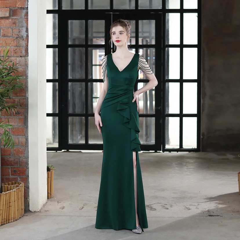 Toast Dress Bride Long Sling Thank-You Banquet Slim Fishtail Skirt Wedding Car Model Exhibition Dress view 21