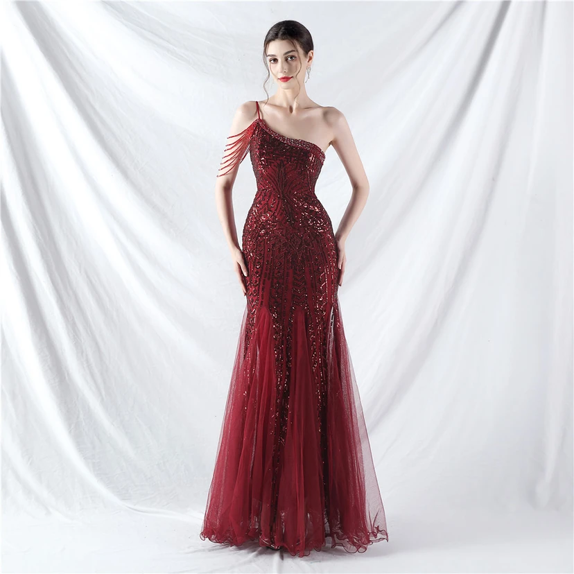Robe de soirée haut de gamme ornée de perles de positionnement, de fleurs et de broderies en tulle. view 35