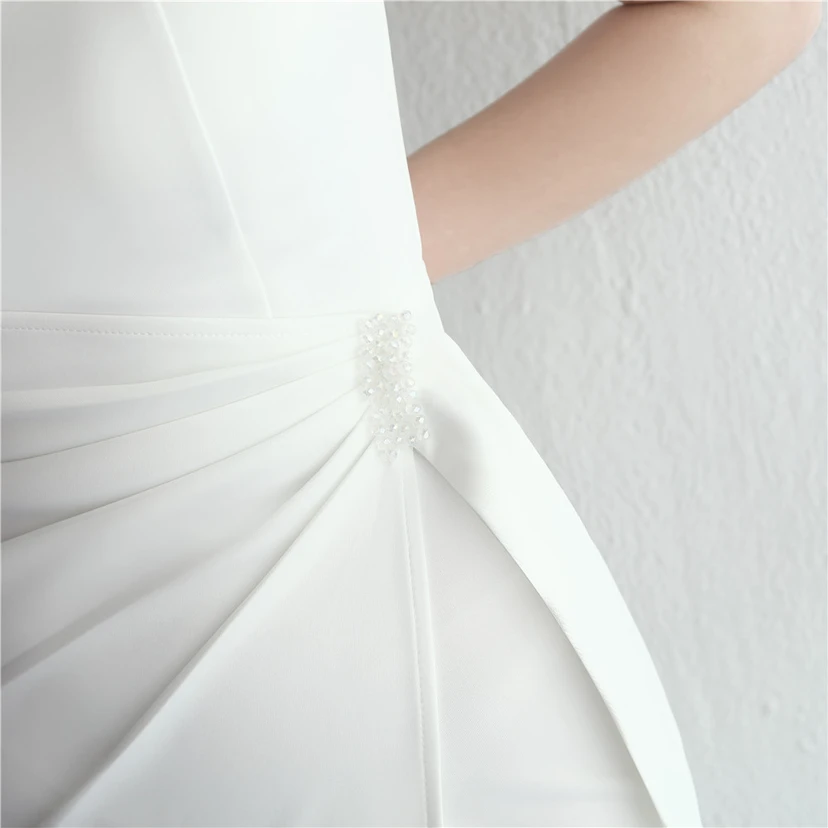 Satin-Kleid mit Perlenbesatz, langem Schlitz, schmal geschnitten, Meerjungfrauenschnitt, für Promi-Dinner, Hochzeiten, Autoausstellungen, Modellbau view 11