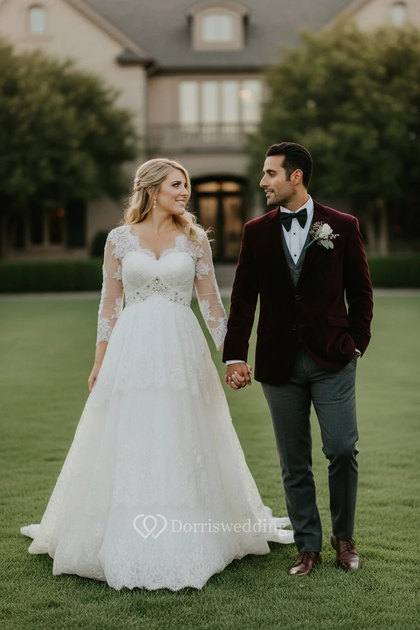 Gemütliches Boho-Brautkleid für den Winter